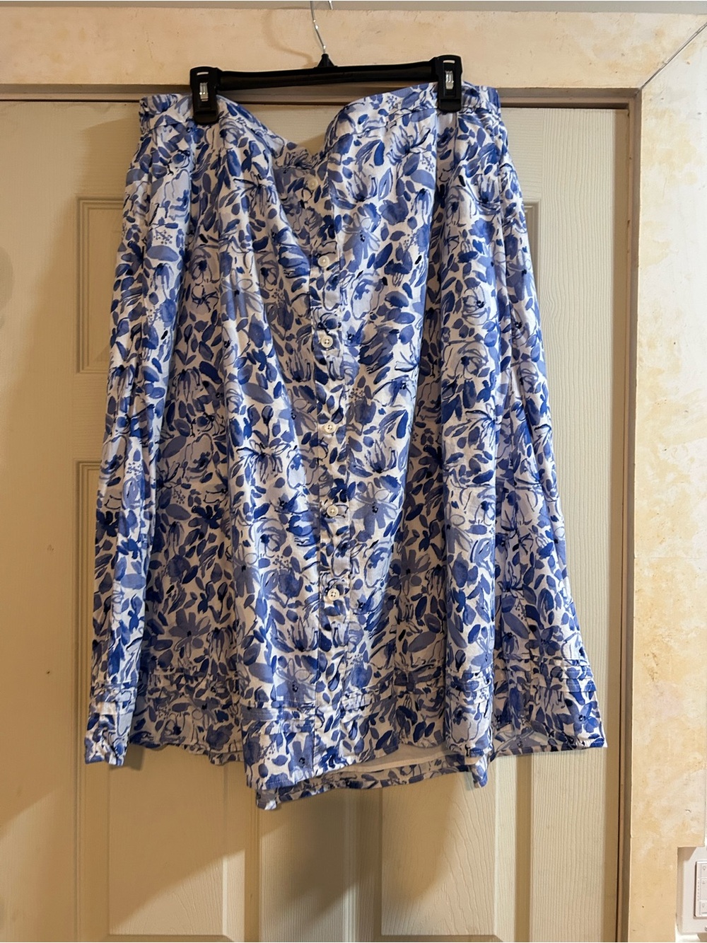 croft & barrow Blue and White Floral Elastic Waist Skirt